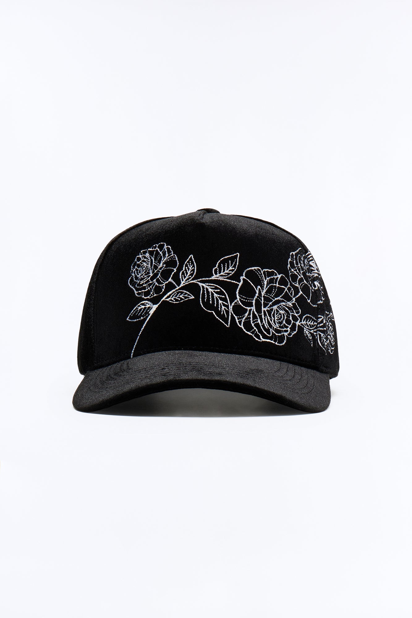 Gorra de cierre ajustado estructurada de terciopelo - Negro