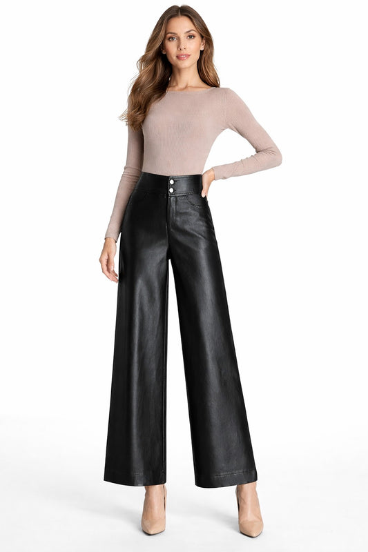 Pantalones anchos de cuero