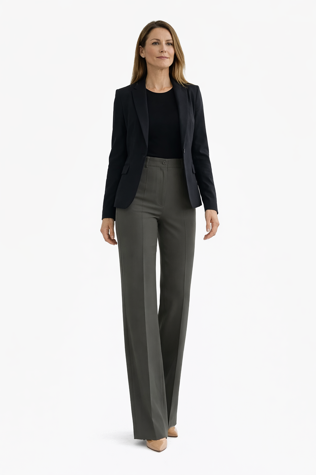 Pantalones de traje de mujer con cintura alta