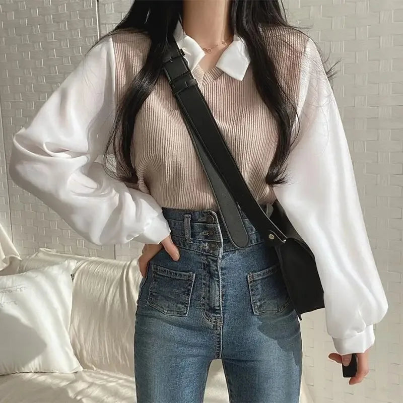 Blusa de dos piezas con cuello polo